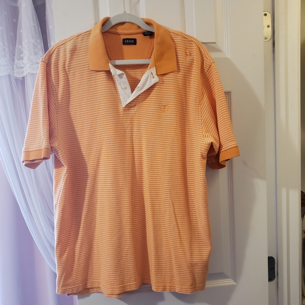 Men's orange and white Izod polo